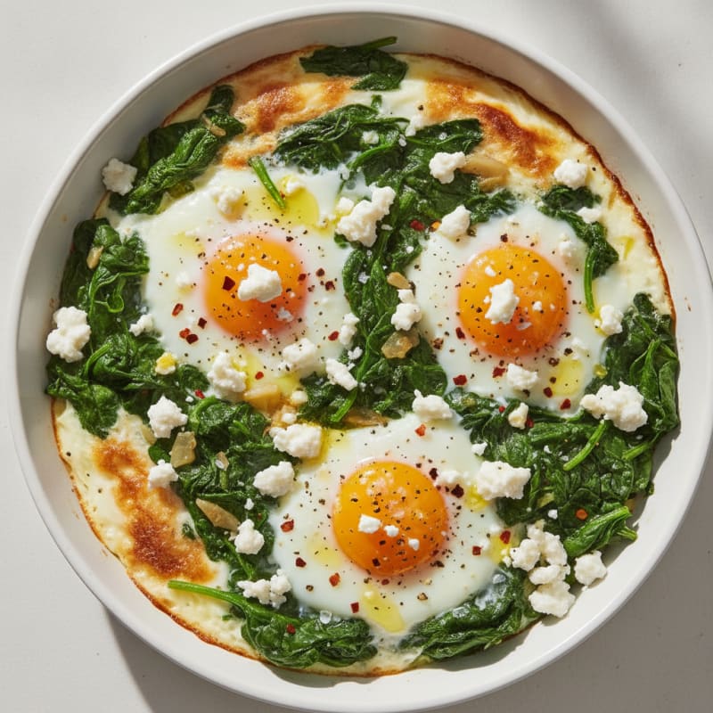 Baked Eggs with Spinach and Feta