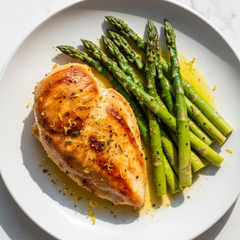 Lemon Herb Roasted Chicken with Asparagus