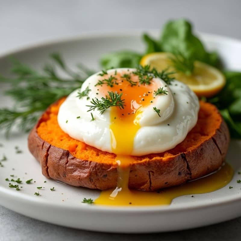 Crispy-Skinned Sweet Potato with Greek Yogurt and Herbs