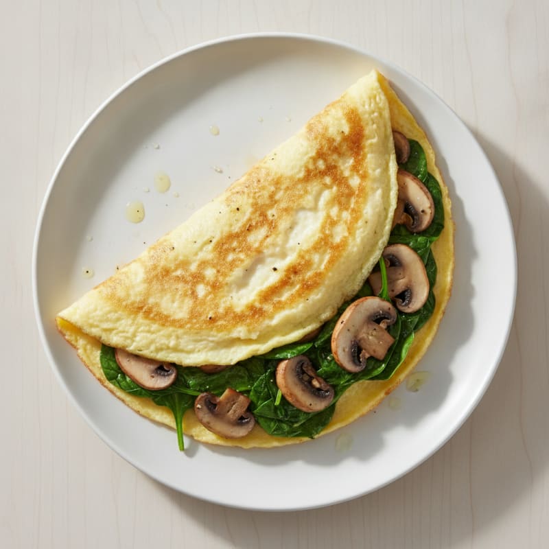 Egg White Spinach Omelette with Sautéed Mushrooms