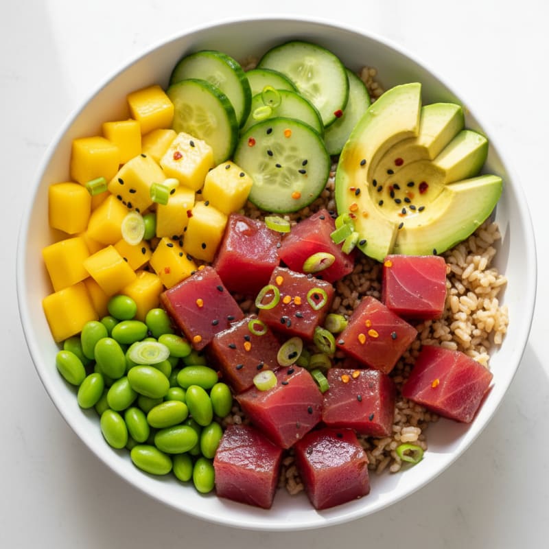 Ahi Tuna Poke Bowl with Tropical Fruit