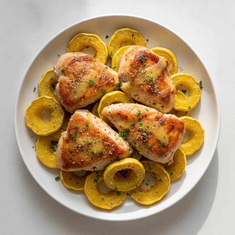 Roasted Yellow Squash and Herb Chicken