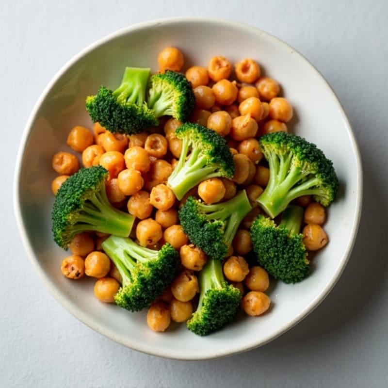 Crispy Chickpea and Edamame Stir Fry with Broccoli