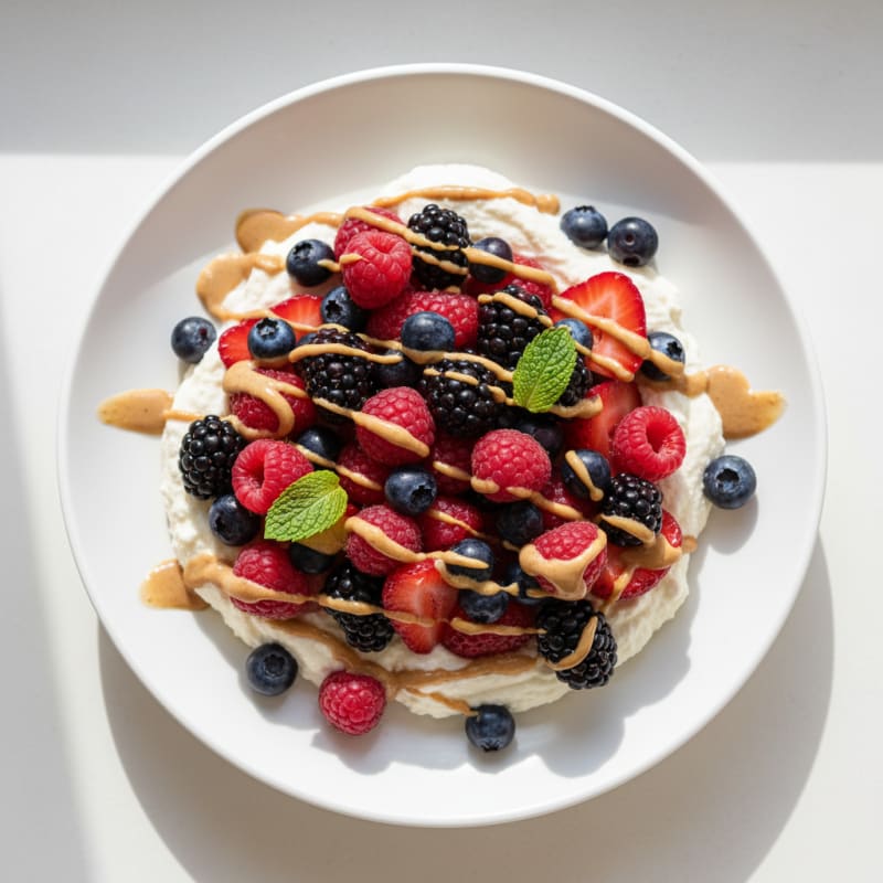 Silky Greek Yogurt Protein Mousse with Mixed Berries