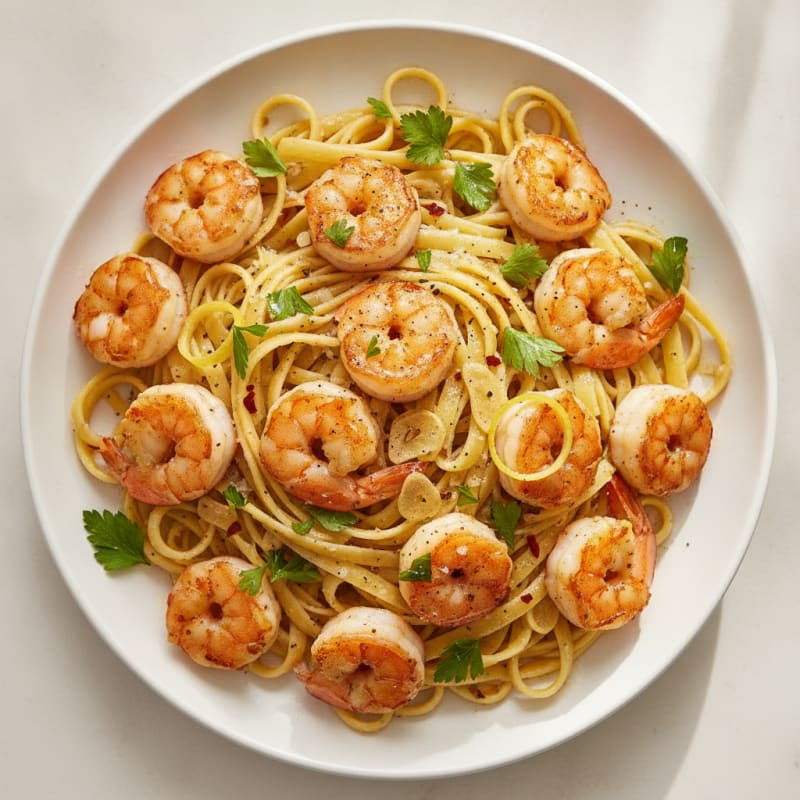 Shrimp and Herb Fettuccine Aglio e Olio