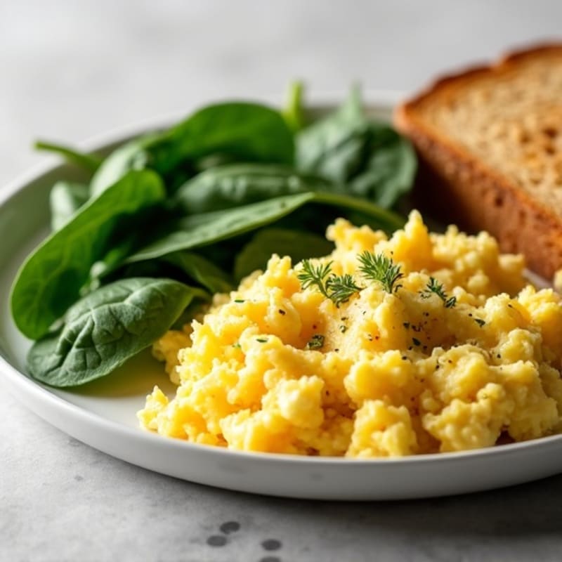 Scrambled Egg Whites with Roasted Turkey and Spinach