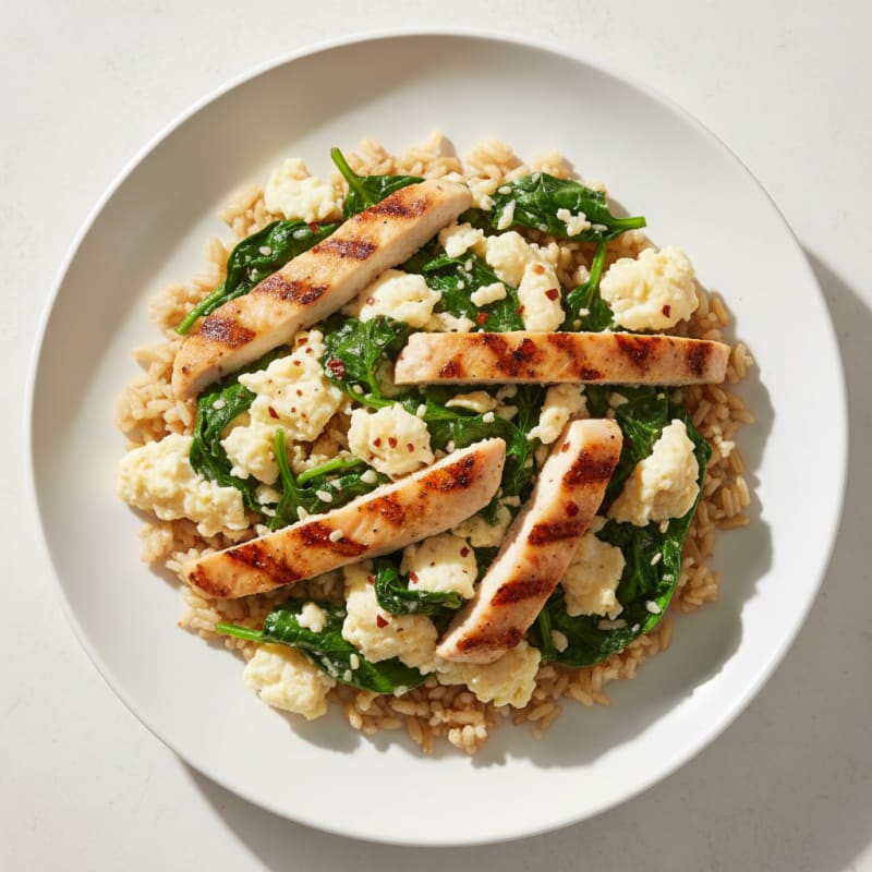 Egg White Scramble with Spinach and Grilled Chicken