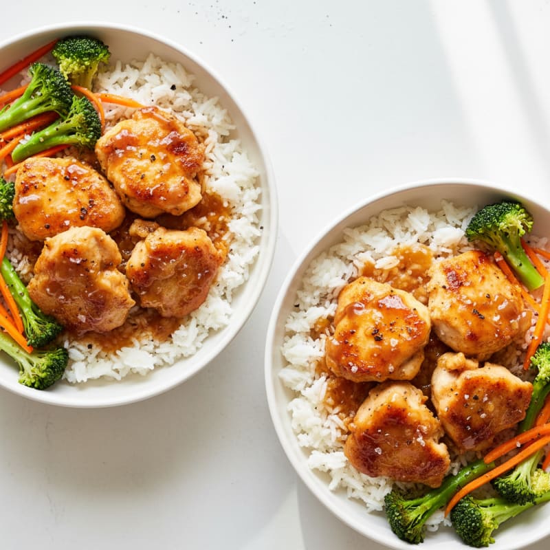 Crispy Honey-Garlic Chicken Bowls
