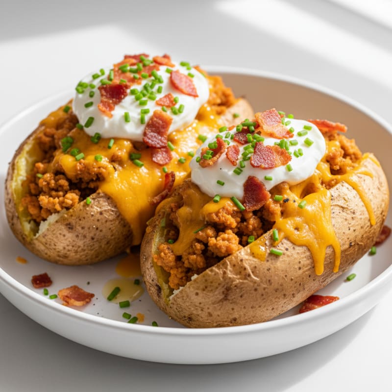 Creamy Loaded Baked Potatoes with Crispy Bacon