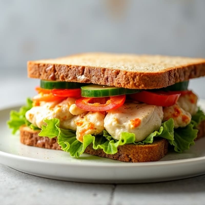 Healthy Chicken Salad Sandwich with Crunchy Vegetables