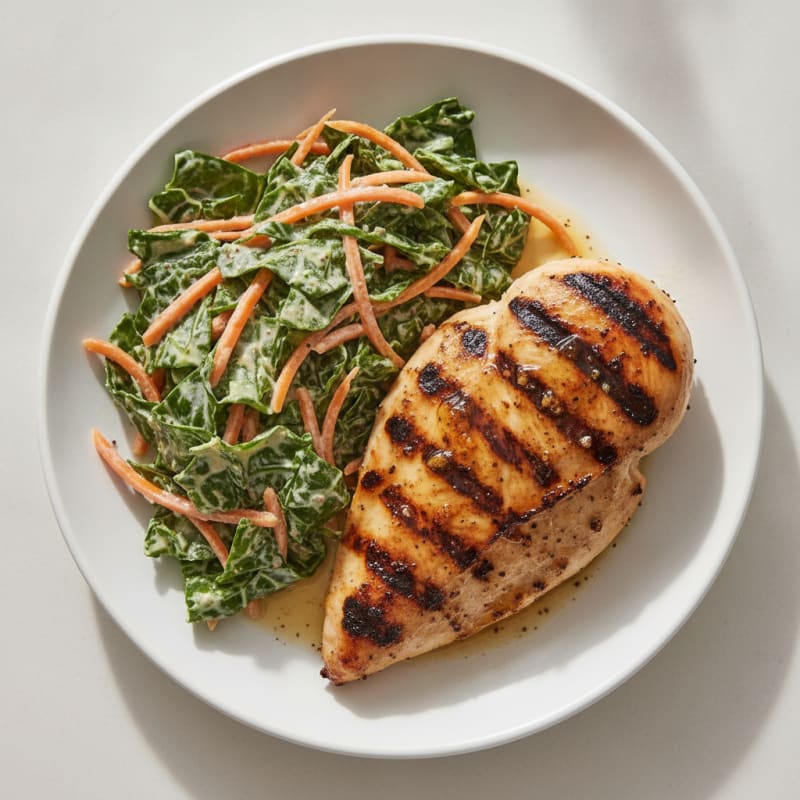 Grilled Buttermilk Chicken with Creamy Collard Slaw