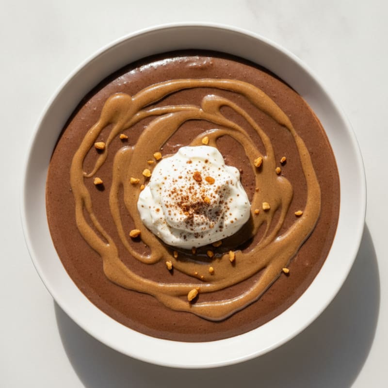 Silky Chocolate Protein Pudding with Almond Butter Swirl