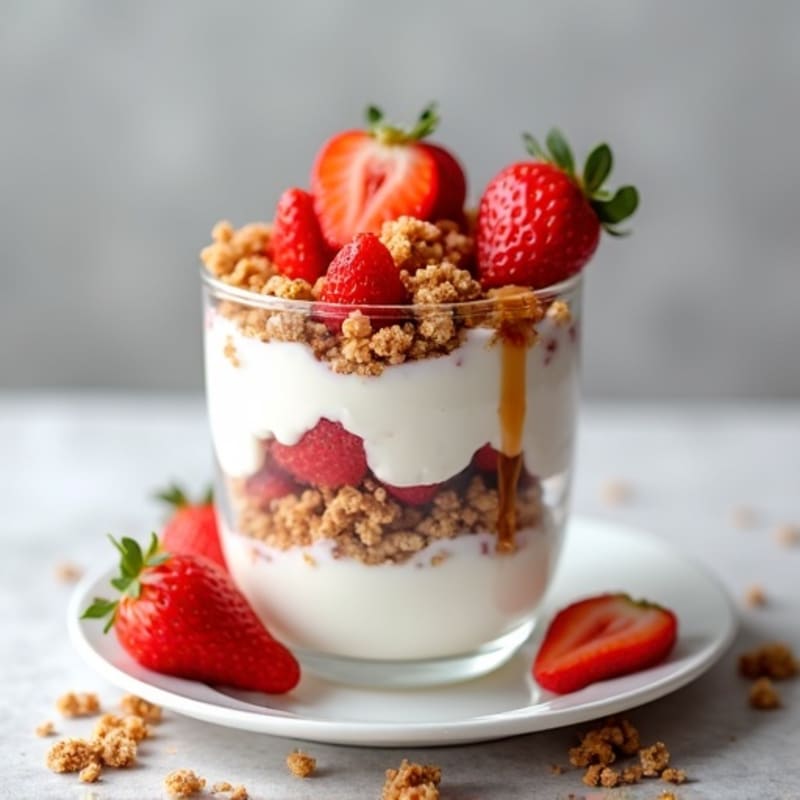 Creamy Strawberry Yogurt Parfait with Crispy Whole Grain Crumble