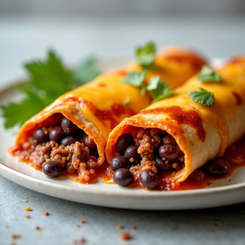 Lean Beef and Black Bean Enchiladas with Melted Cheese
