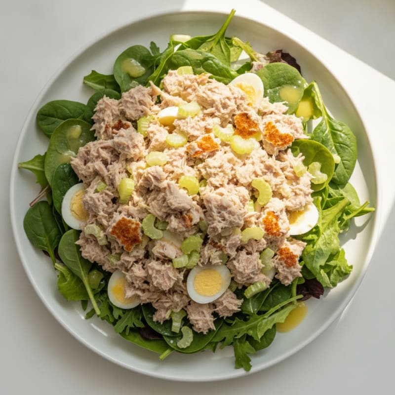 Tuna Salad with Crunchy Celery and Mixed Greens