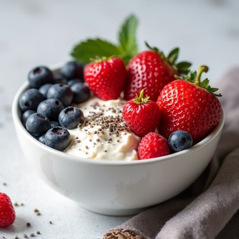 Cottage Cheese Berry Bowl with Chia Seeds