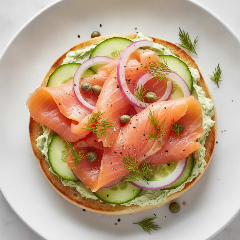 Smoked Salmon Everything Bagel Sandwich