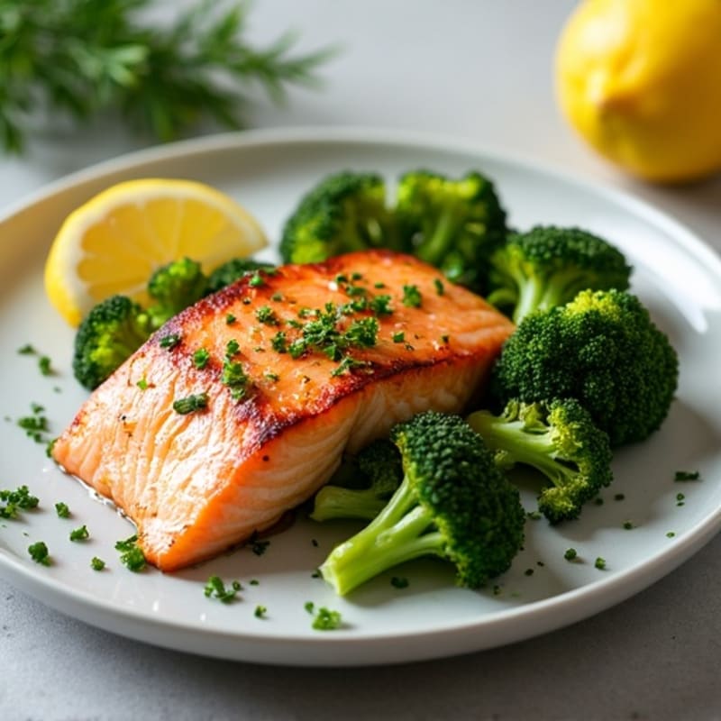 Seared Salmon with Roasted Broccoli and Lemon