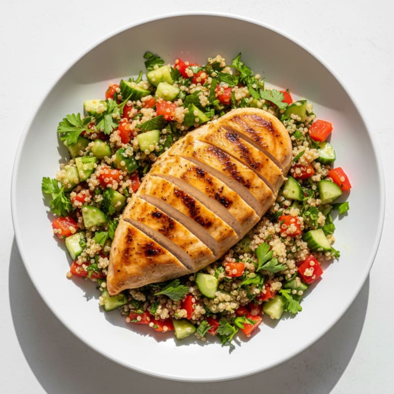 Grilled Chicken Breast with Crunchy Quinoa Salad