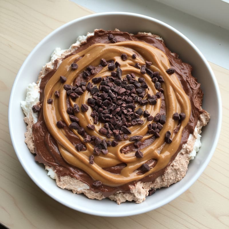 Creamy Protein Yogurt with Chocolate and Peanut Butter Swirl