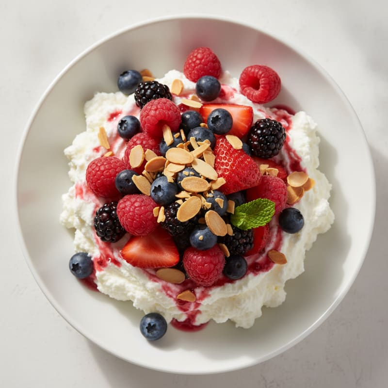 Greek Yogurt Protein Mousse with Mixed Berries