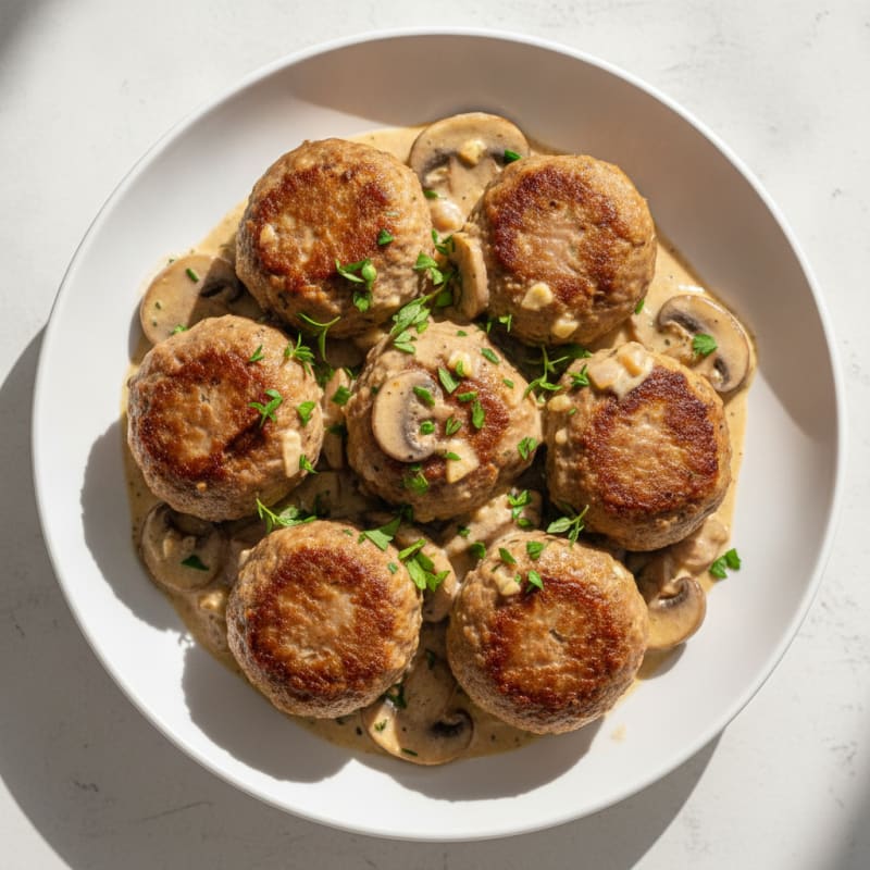 Veal Meatballs with Creamy Mushroom Sauce