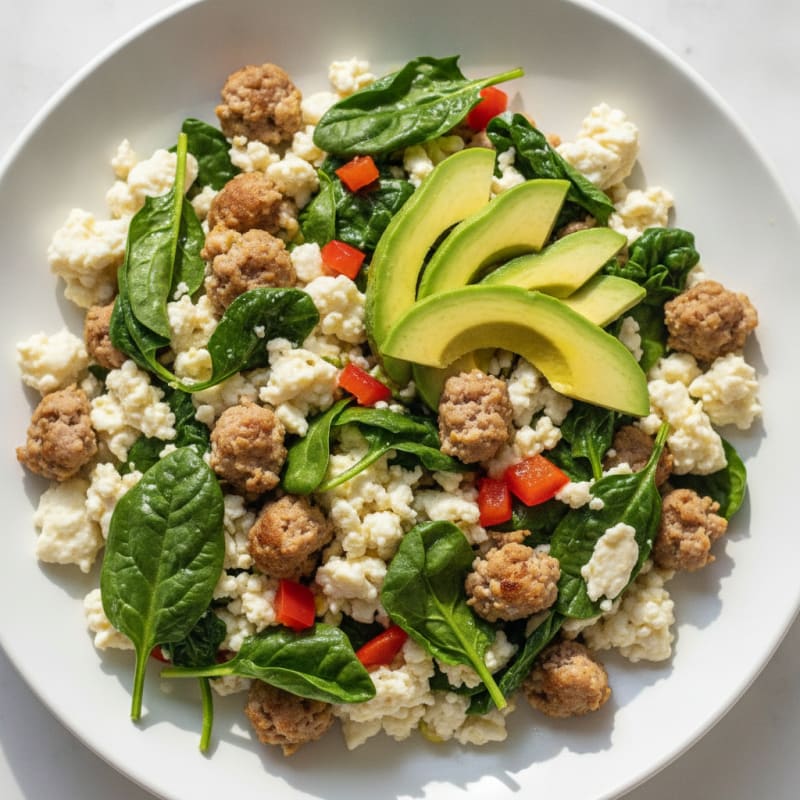 Egg White and Turkey Sausage Scramble with Spinach