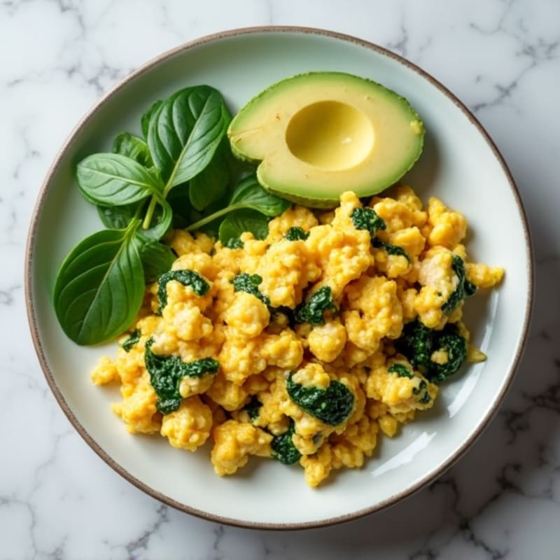 Egg White Scramble with Chicken Breast and Spinach