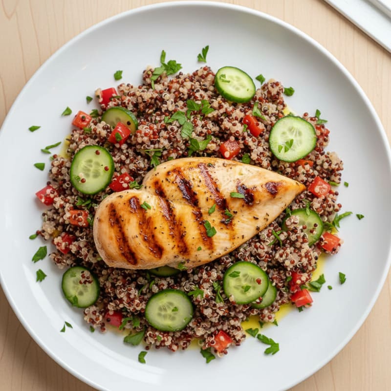 Grilled Chicken Breast with Crunchy Quinoa Salad