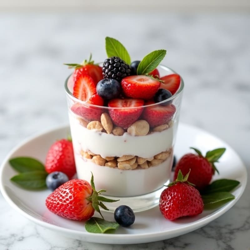 Greek Yogurt Protein Parfait with Almonds and Berries