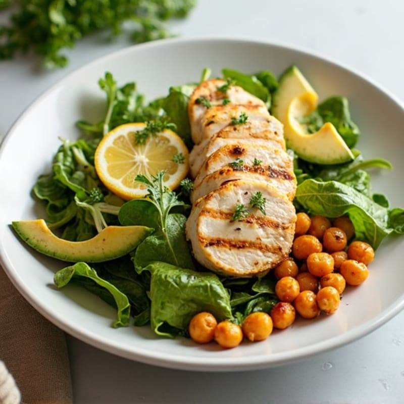 Lemon-Herb Grilled Chicken Salad with Crispy Chickpeas