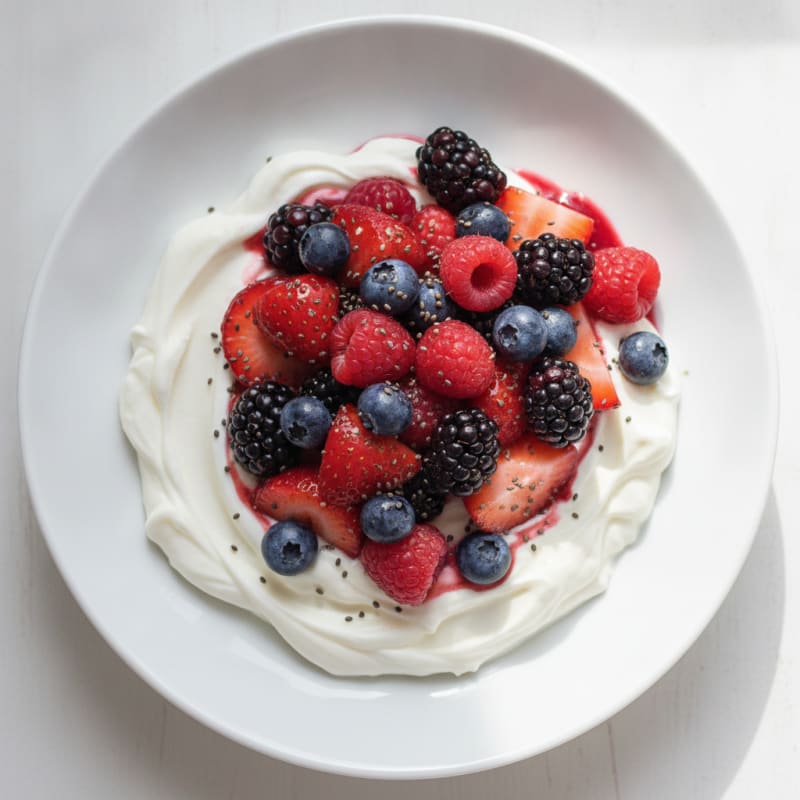 Greek Yogurt Protein Pudding with Mixed Berries