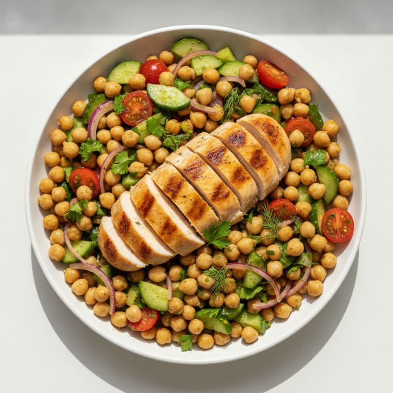 Grilled Chicken Breast with Crunchy Chickpea Salad