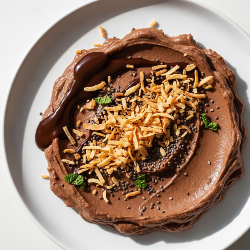 Silky Chocolate Protein Pudding with Toasted Coconut