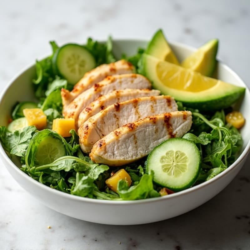 Grilled Turkey Breast Salad with Crisp Cucumbers and Lemon Vinaigrette
