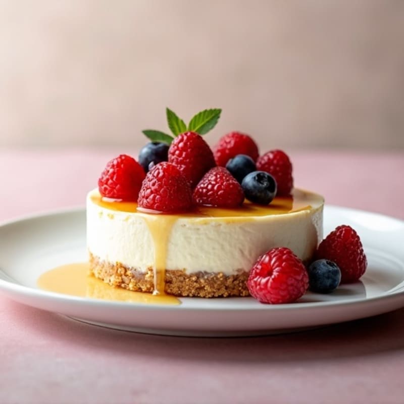 Greek Yogurt Protein Cheesecake with Mixed Berries