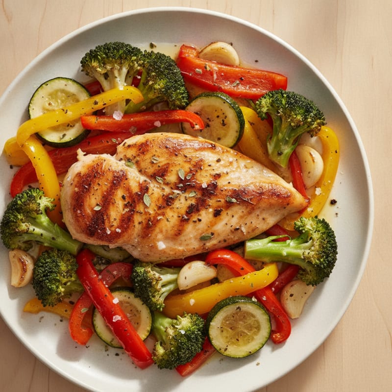 Pan-Seared Chicken with Roasted Vegetables