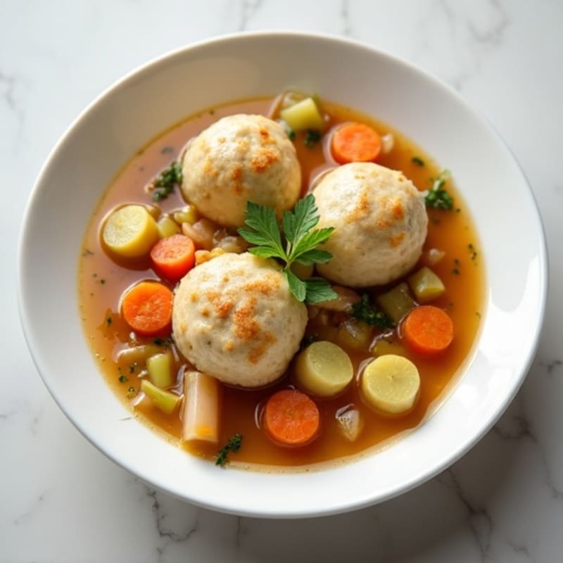 Tender Chicken and Vegetable Stew with Light Herb Dumplings