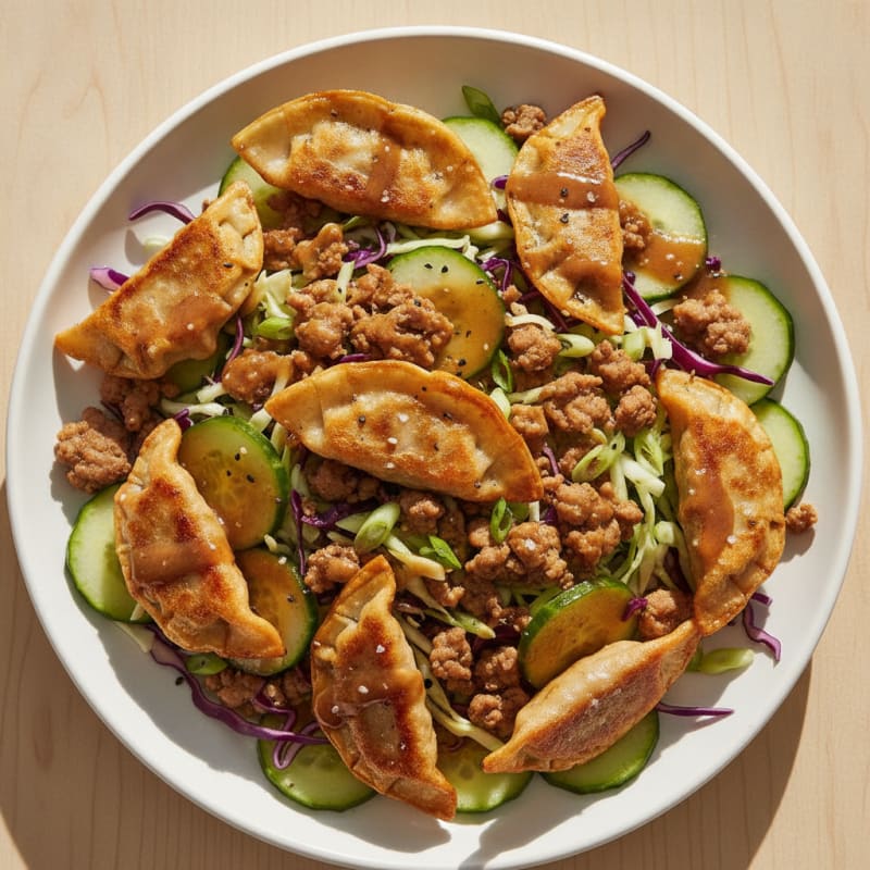 Pan-Seared Pork Gyoza Salad