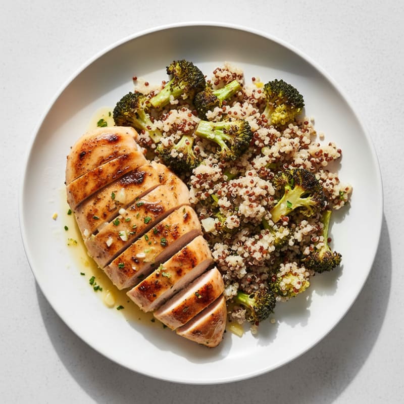 Grilled Chicken Breast with Roasted Broccoli and Quinoa