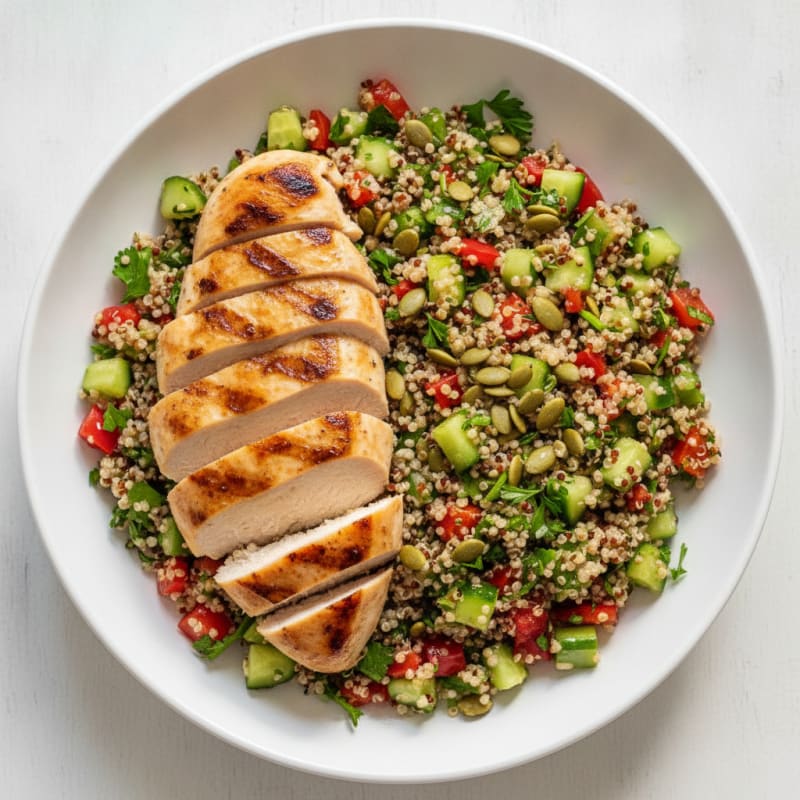 Grilled Chicken Breast with Crunchy Quinoa Salad