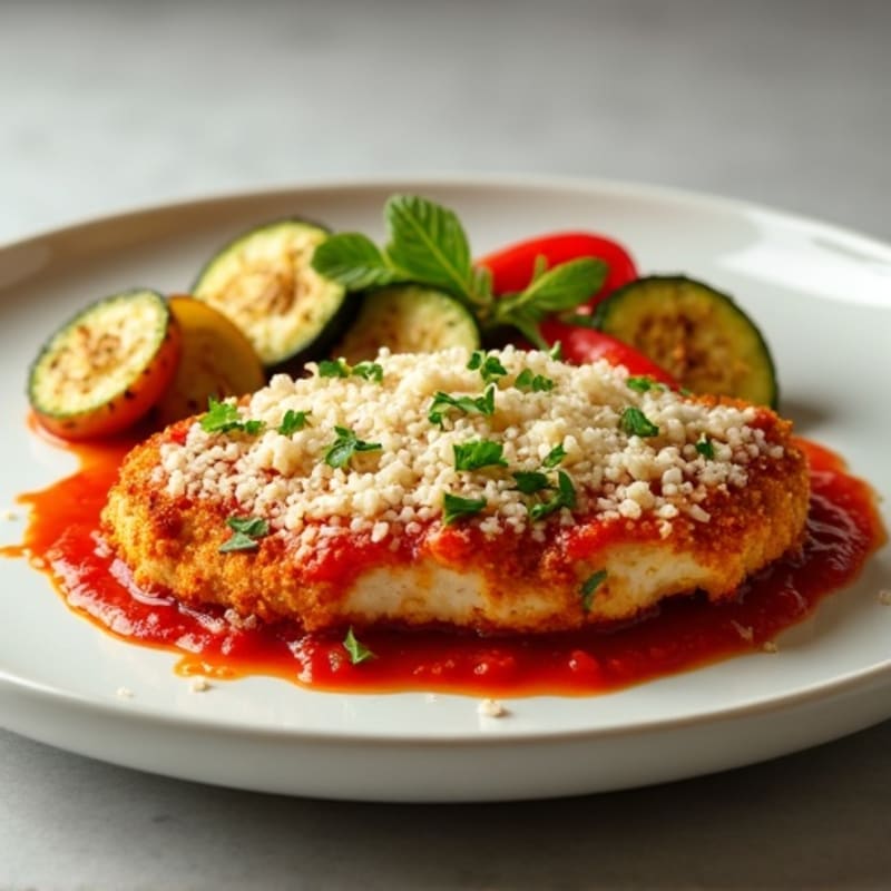 Healthy Crispy Chicken Parmesan with Roasted Veggies