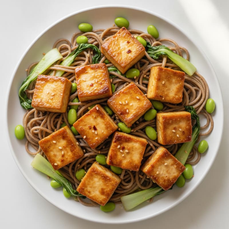 Ginger-Garlic Tofu with Sesame Noodles
