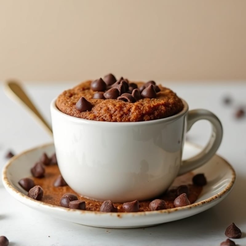 Fudgy Peanut Butter Protein Chocolate Chip Mug Cake