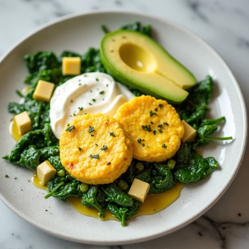 Egg White and Spinach Scramble with Cottage Cheese