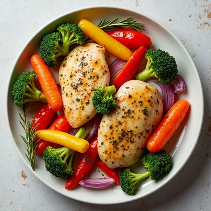 Sheet Pan Herb-Roasted Chicken with Rainbow Vegetables