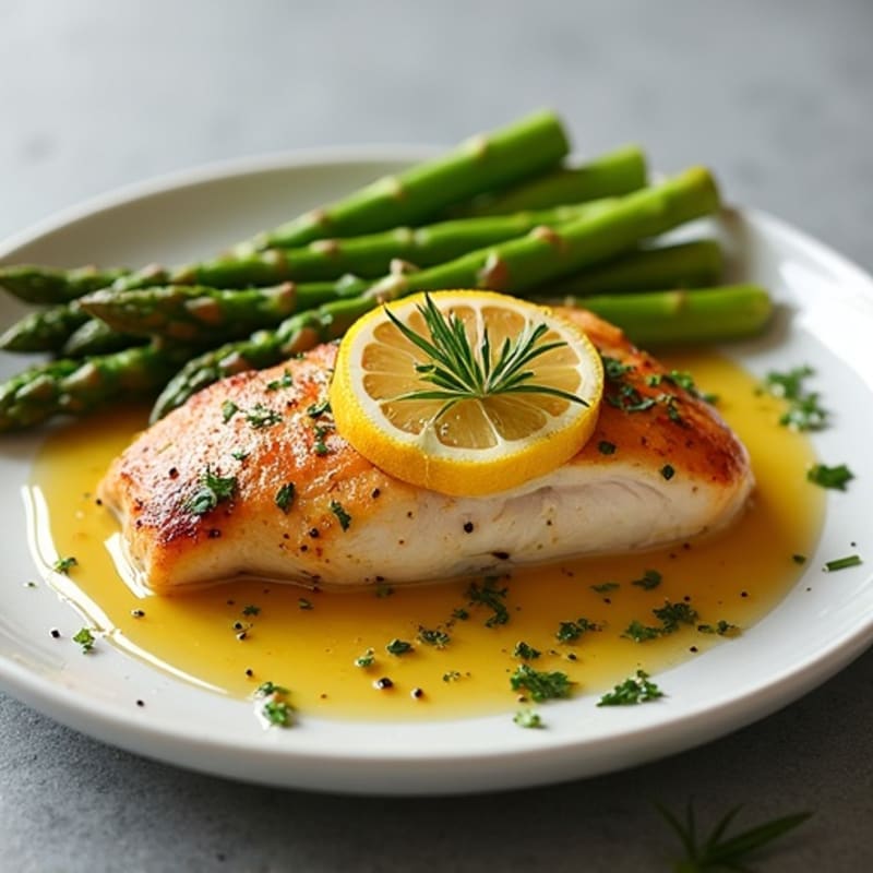 Lemon Herb Roasted Chicken Breast with Roasted Asparagus