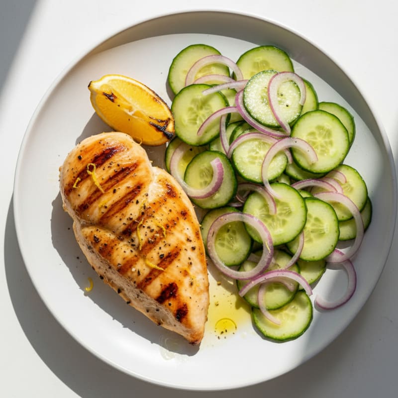 Grilled Chicken Breast with Cucumber Salad