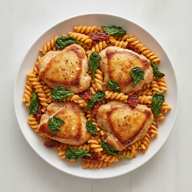 Chicken Thighs with Sun-Dried Tomato Pasta