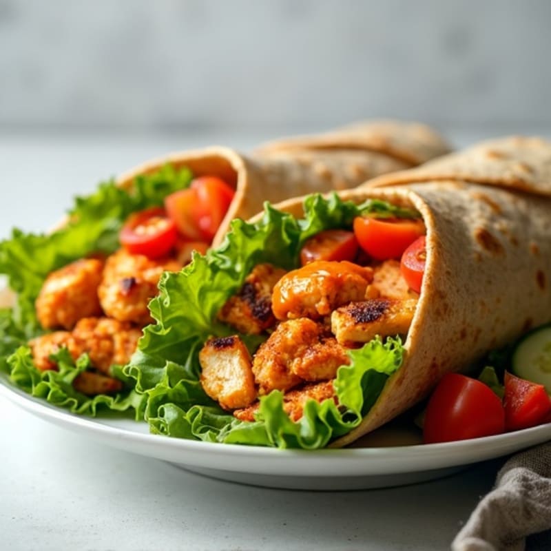 Healthy Buffalo Chicken Wraps with Fresh Vegetables